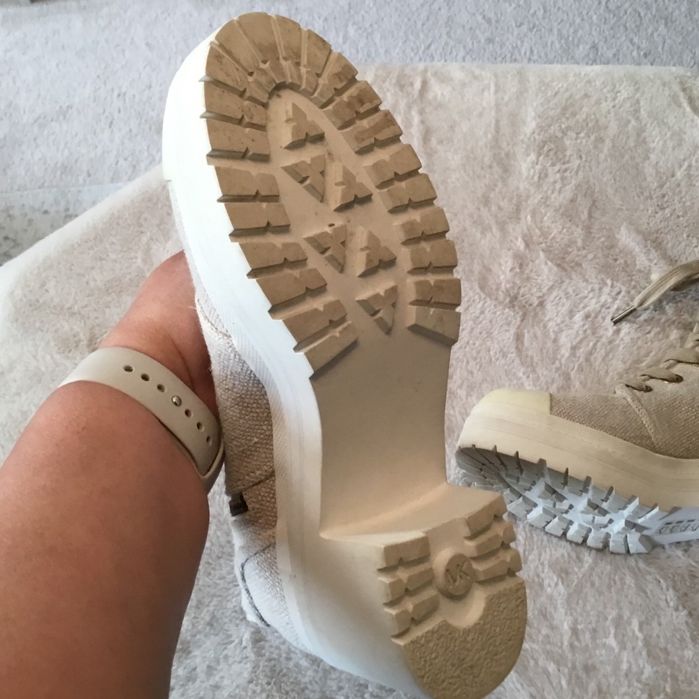 Michael Kors Corey Beige Textile & Rubber Combat Boots - 6 - Picture 10 of 10